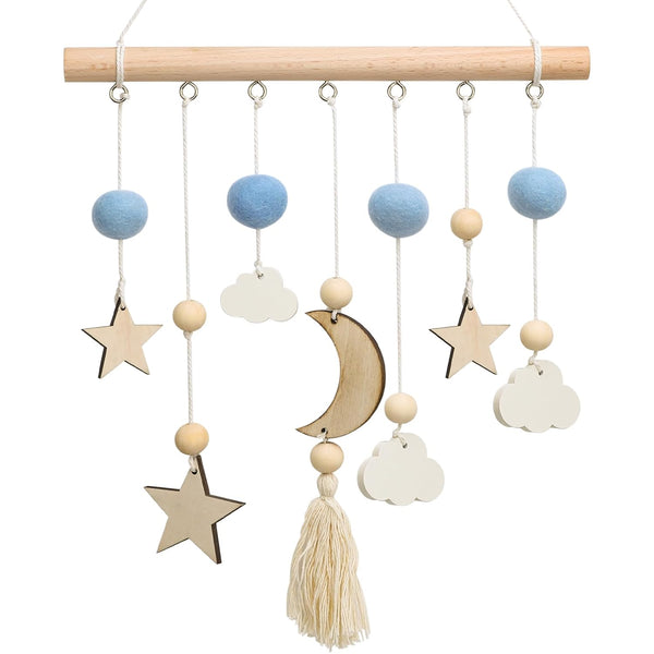 Boho Nursery Decor - Handmade Wooden Moon and Star Wall Hanging Decor