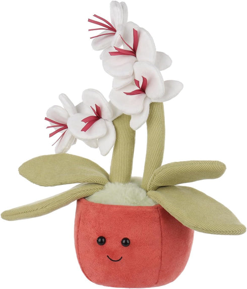 Apricot Lamb Potted Flower Plush Butterfly Orchid Plant, Soft Cute Plushies Toys for Baby Girl and Boy
