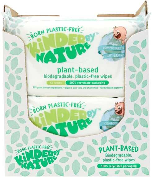 Kinder by Nature Plant Based Baby Wipes - 100% Biodegradable & Compostable, 672 Count (12 Packs of 56)