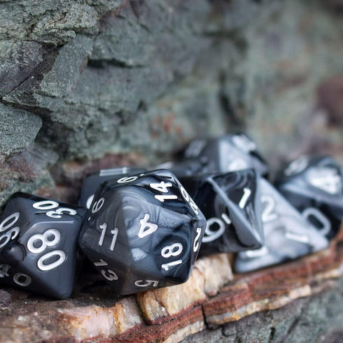 Gray and Black Expanded DND Dice Set with Extra D20 - 'Claws of Darkness'