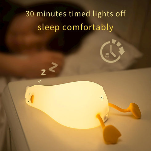 Dimmable Benson Lying Flat Duck Night Light, Existential Crisis Squishy Silicone Duck Lamp, Rechargeable Touch