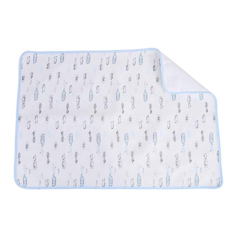 Waterproof Portable Changing Pads, Breathable Baby Diaper Liners, Cotton Urine Mat, Washable Reusable Blue