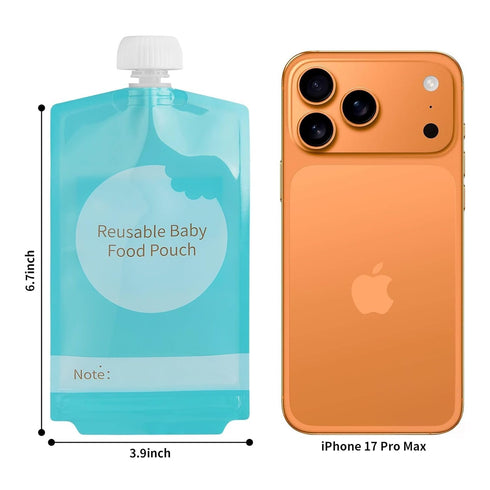 12PCS 7oz Kirecoo Reusable Baby Food Pouches - Refillable Baby Food Storage Pouches, Squeeze Homemade Organic