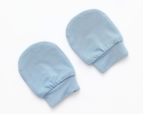 Set Newborn Baby Swaddle Blanket with Baby Knotted Gown, Mittens, Hat - Bamboo Viscose Receiving Blanket Bundle (Dusty