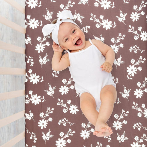 FIGEPO 4 Pack Pack Set Pack Baby Girl N Play Mini Crib Sheets Soft Fitted Floral Theme Baby Girl Mattress Covers