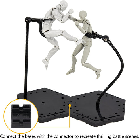 Yocoolfun 3 Pack 1/144 Black Action Figure Stand,Action Figure Display Holder Stand Base,Compatible with HG RG SD SHF