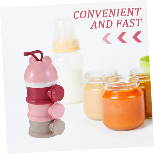Colorful Three Layer Formula Storage Container for Travel Airtight Seal Easy Dispensing Snack Holder with Individual