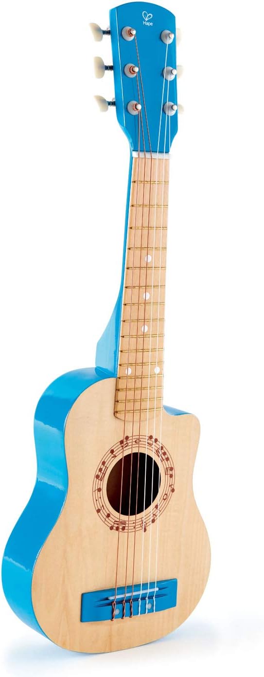 Hape Kid's Flame First Musical Guitar, Blue, Dimensions: L: 25.7, W: 2.4, H: 8.4 inch