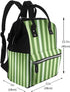 QSMJKLD Backpack Mommy Daypack Classic Green Striped Diaper Bag with Changing Pad, Pacifier Holder - Multifunction