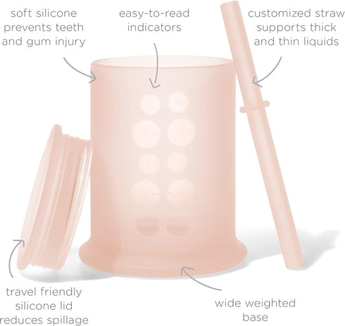 Olababy Silicone Training Cup with Straw Lid, 5 oz, Sippy Cup for 6+ Mo Infants to 12-18 Mo Toddlers, Coral