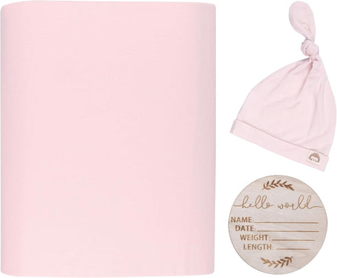 Receiving Blankets Babygirl, Newborn Swaddle Blanket with Newborns Hats for Baby Girls