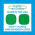 Set 2 5 Re-Play Toddler Feeding includes Divided Plates, Silicone Storage Lid, Utensils - Made in USA - Pcs - Aqua
