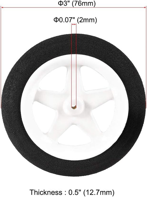 uxcell RC Model Plane Aircraft Wheel Micro Sport Wheel 0.07 Inch X 3 Inch - 6PCS