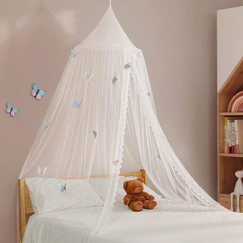 LOAOL Kids Bed Canopy with Lace Hanging Canopy Net for Baby Crib Nook Castle Game Tent Nursery Play Room Decor