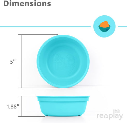 Re-Play 12 Oz. Toddler Bowls - Set of 3 - Dishwasher and Microwave Safe - Made in USA - True Blue