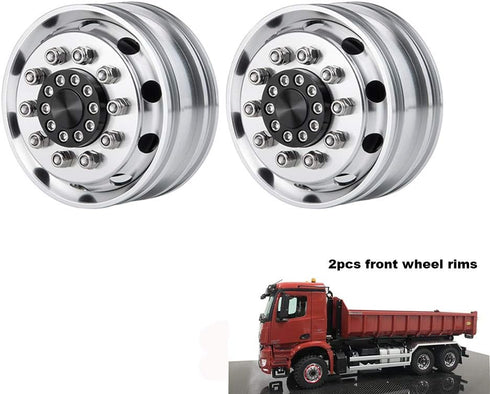 2pcs Metal Front Wheel Hubs Rims for 1/14 Tamiya Tractor Climbing Trailer RC Car Upgrade Parts