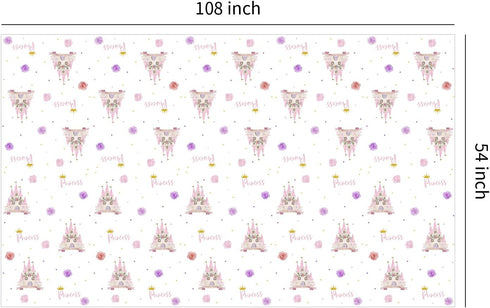 HIPVVILD 3 Pack (54in 108in) Princess Tablecloth Girl - Disposable Princess Party Table Cover for Birthday Baby Shower