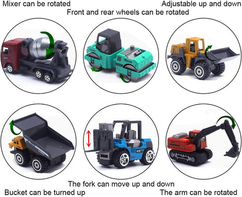 Construction Trucks 6pcs Colorful Mini Assorted Vehicles Alloy Diecast Car Sand Box