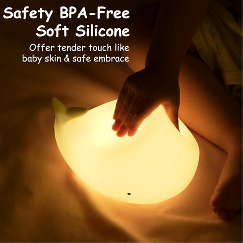 TriPro Under the Sea Nursery Decor Night Light, Soft Silicone Whale Lamp for Baby & Toddler Room, Ocean Theme Nursery