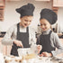 16 2 Wear(Black,8sets) Toal Pieces Kids Children Black Aprons Chef Hat, Kids Chef Kitchen Adjustable Bib Aprons