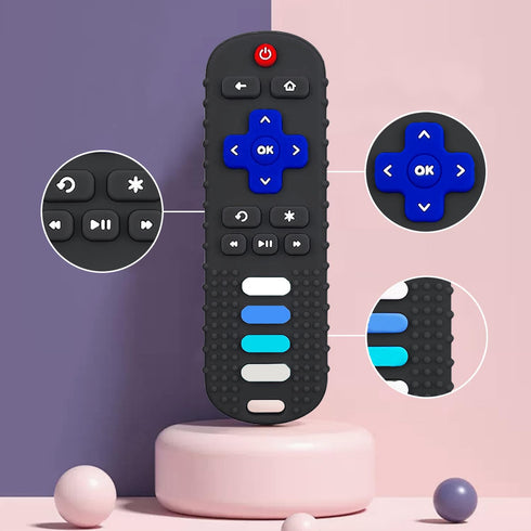 Silicone Baby Teething Toys - Teething Toys for Babies 3-24 Months, Remote Control Shape, BPA Free (Black)