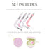 Dodo Babies Pacifier Clip with Case Set, 5-Piece Set, Pink & Gray Prints, Universal Binkie Clip & Holder