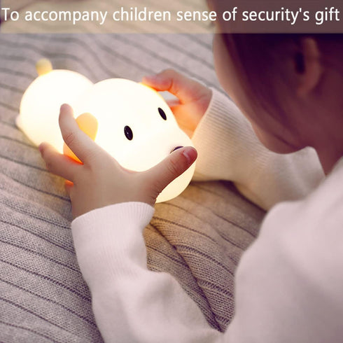 Dimmable HAPPYBAG Kids Night Light,Cute Soft Silicone Dog Lamp Nursery Portable Puppy Kawaii Lamps,Bedside Lamp