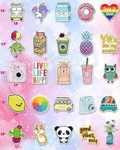 Bekayshad Stickers for Water Bottles, 100 Pack Cute Vsco Vinyl Aesthetic Waterproof Stickers for Teens