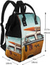 HCBPWVQA Backpack Daypacks Vintage Van in The Beach with a Surfboard Print Diaper Bag Multifunction Laptop Travel Large