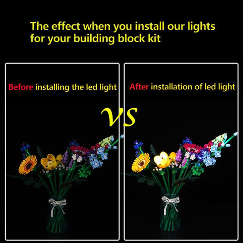 Kyglaring LED Lighting Kit for Lego Icons Wildflower Bouquet 10313 Model Building Kit - Classic Version (No Lego Set)