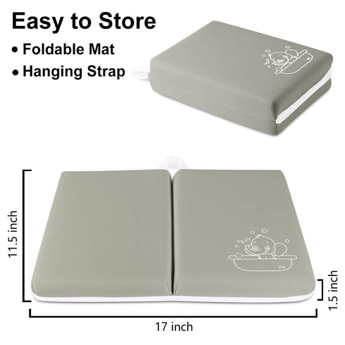 Bath Knee Pad - 1.5inch Extra Thick Bath kneeling Pad Non-Slip Rubber - Foldable Bathtub Knee Mat Large Safety bath Kneeler Pad for Baby Bathtime, Garden Work, Exercise - Gray by GameXcel