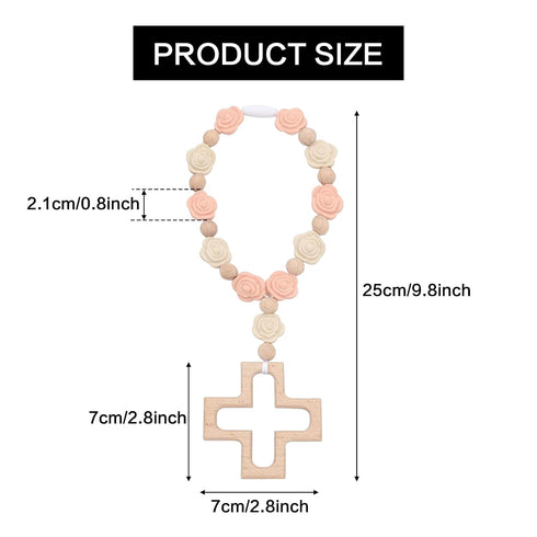 Communion Cross Baptism Silicone Rosary Necklace Light Pink Shower Baptism Party Supply Rosary Necklace First Rosary