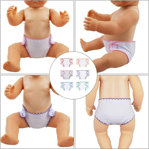 Toyvian 6pcs Doll Diapers baby doll diaper bag baby doll accessories doll underwear Reusable DIY Diaper