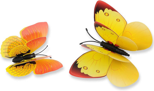 Mixed 12PCS 3D Pink Butterfly Wall Stickers Decor Art Decorations (Yellow)