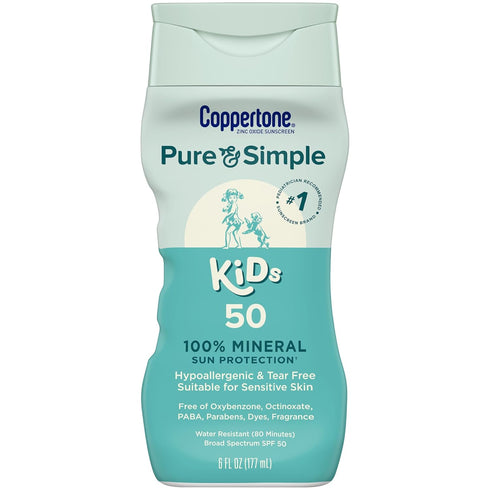 Coppertone Pure and Simple Kids Sunscreen Lotion, SPF 50 Broad Spectrum Sunscreen