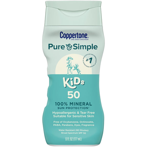 Coppertone Pure and Simple Kids Sunscreen Lotion, SPF 50 Broad Spectrum Sunscreen