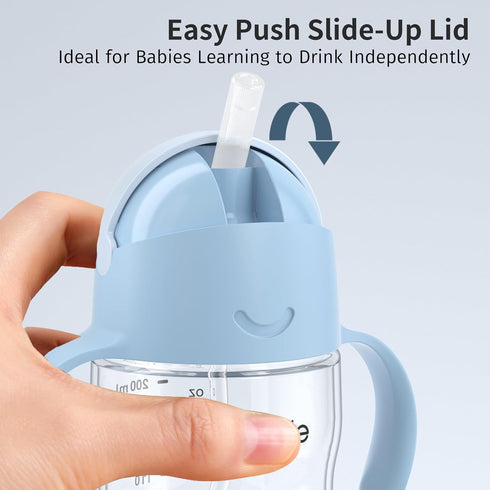 6 7 Oz, Evorie Tritan Weighted Straw Sippy Cup with Handles for Baby and Toddlers, Spill Proof Baby Water Bottle