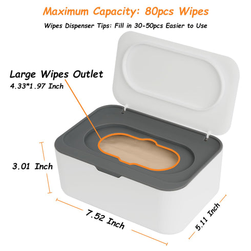 Wipes Dispenser, Wipe Holder for Baby & Adult, Seposeve Refillable Baby Wipe Container, Keeps Wipes Clean. Non-Slip