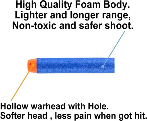 Nerf N Strike Blaster Compatible Dart Bullets, 100 Blue Bullets for All Elite 2.0 Series Blasters