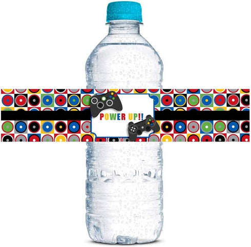 Game On Video Gamer Birthday Party Waterproof Water Bottle Sticker Wrappers - 20 Labels by AmandaCreation