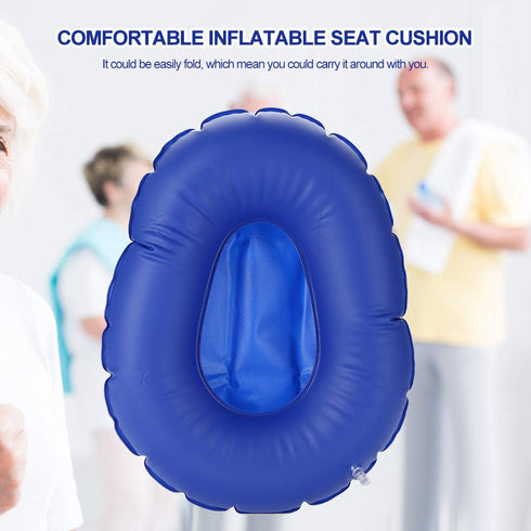 Sonew Professional Air Inflatable Potty Blue Seat Cushion, Portable Foldable Back Cushion