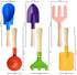 Egashow 6 8" Playset PCS Kids Gardening Tools, Metal Beach Sandbox Digging Toys with Sturdy Wooden Handle, Safe