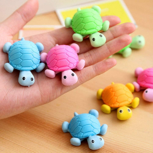 12 Pcs Turtle Pencil Erasers, Cute Funny Novelty Kids Gift Toy for Party Supplies