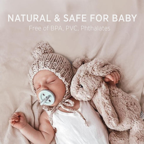 0+ Two-Pack HEVEA Natural Rubber BumiBb Pacifiers - Newborn Months - Round Teat Shape - - Dove Grey & Sage