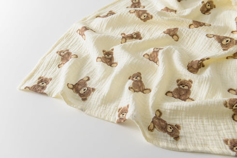2-Pack 47 47 inches Little Jump Cotton Muslin Swaddle Blankets for Baby Boys Girls Unisex - Boho Teddy Bear Baby
