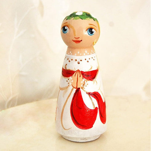 30 PCS 3.5 Inch Wooden Peg Dolls, Unfinished Wood Angel Girl Shape Figures for DIY Craft, Wedding, Cake Toppers