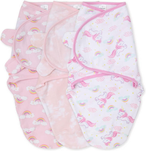 The Peanutshell Swaddle Set for Baby Girls - Rainbow and Unicorn -