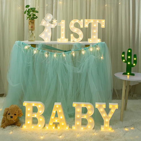 JUICYRAUL 4 Warm White BABY Marquee Light Up Letters, Large BABY Led Light Sign, Perfect for Baby Shower Birthday Home