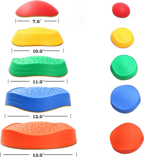 makarci 5pcs Stepping Stones for Kids, Non-Slip Plastic Balance Stones, Sensory Play Equipment for Age 3-8 Years