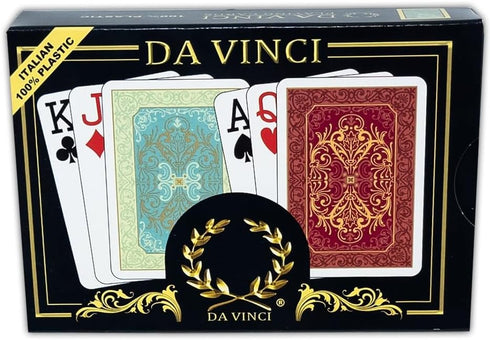 DA VINCI Persiano Italian 100% Plastic Playing Cards - 2-Deck Set with Hard Shell Case